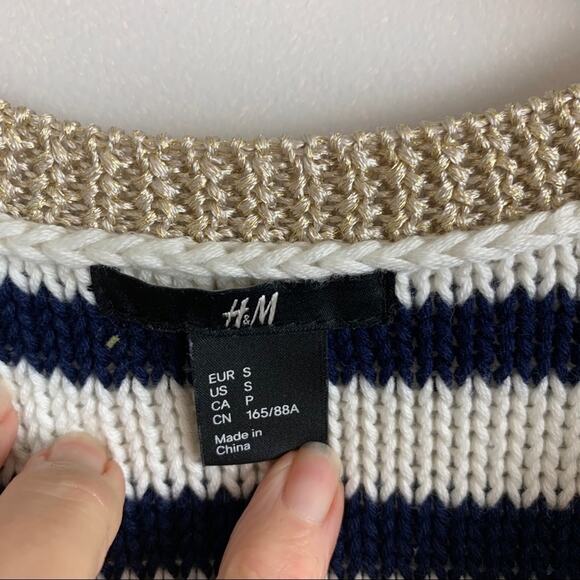 H&M Sweater Striped White and Blue Nautical Preppy Spring Trendy Size S - Picture 12 of 16